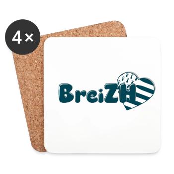 Breizh - Ich liebe die Bretagne - Untersetzer (4er-Set) - Weiß - Vorne