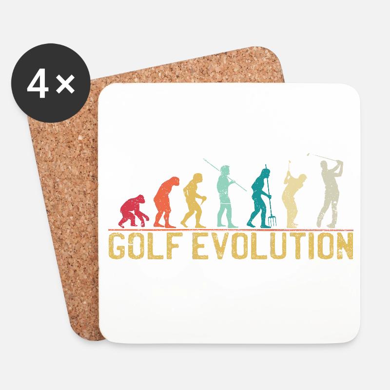 Golf Evolution Silhouette Design - Untersetzer (4er-Set) - Weiß