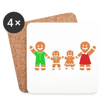 Lebkuchen Weihnachten Lebkuchenmann Gingerbread - Untersetzer (4er-Set) - Weiß - Vorne