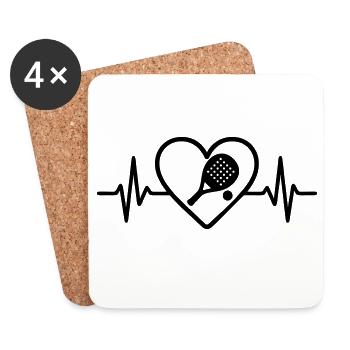 Padel Heart - Dessous de verre (lot de 4) - blanc - Devant