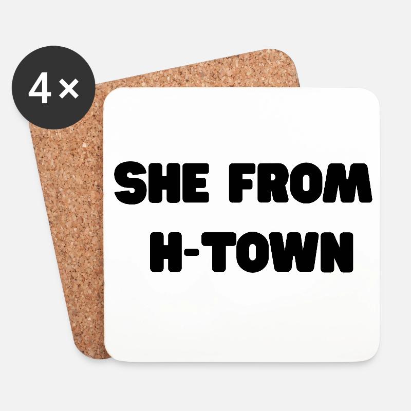 She From H- Town Slogan - Untersetzer (4er-Set) - Weiß