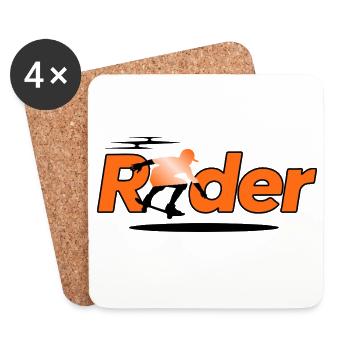 Rider Silhouette on Orange - Coasters (set of 4) - white - Front