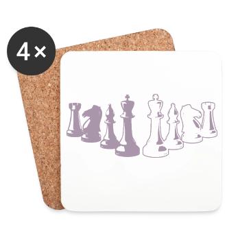 Échiquier minimaliste Chess Silhouette - Dessous de verre (lot de 4) - blanc - Devant