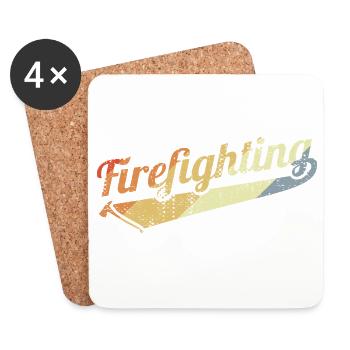Feuerwehr Vintage Look - Untersetzer (4er-Set) - Weiß - Vorne