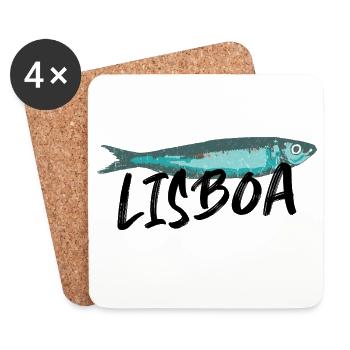Lisbon Sardine illustration Portugal in summer - Coasters (set of 4) - white - Front