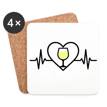 Vin Vin Verre Coeur Vin Blanc - Dessous de verre (lot de 4) - blanc - Devant