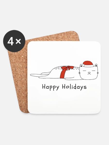 Funny cat Christmas - Coasters (set of 4) - white