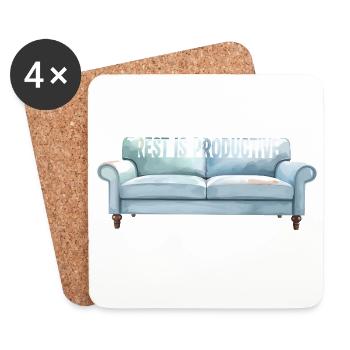 Rest Is Productive Motivational Art - Coasters (set of 4) - white - Front