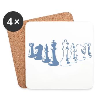 Echecs minimaliste silhouette échiquier des - Dessous de verre (lot de 4) - blanc - Devant