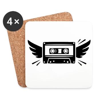 Retro Musikkassette mit Flügeln | 80er & 90er - Untersetzer (4er-Set) - Weiß - Vorne