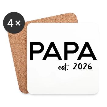 Papa Est. 2026 Vater seit 2026 Werdender Papa 2026 - Untersetzer (4er-Set) - Weiß - Vorne