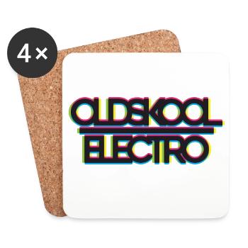 OldSchool Electro Neon 80er Jahre - Untersetzer (4er-Set) - Weiß - Vorne