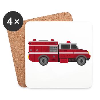 Fire truck - Coasters (set of 4) - white - Front