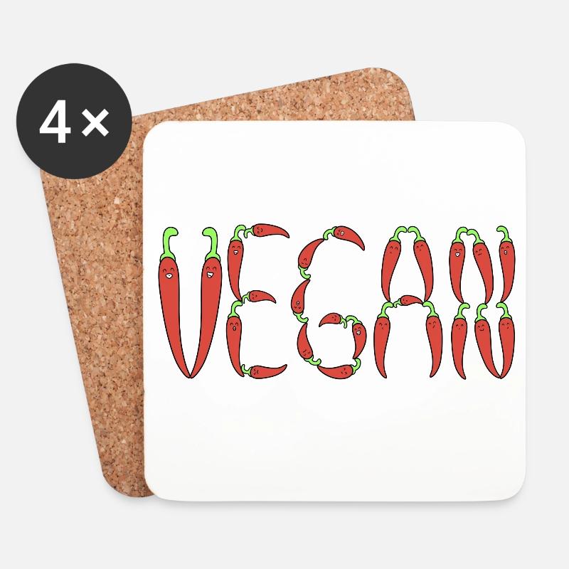 Vegan chilli - Coasters (set of 4) - white