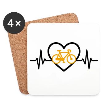 Radsport Herz Fahrrad Leidenschaft Geschenk - Untersetzer (4er-Set) - Weiß - Vorne