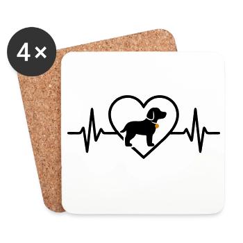 Chien Coeur Silhouette Chien Amoureux Cadeau - Dessous de verre (lot de 4) - blanc - Devant