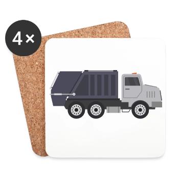 Camion à ordures - Dessous de verre (lot de 4) - blanc - Devant