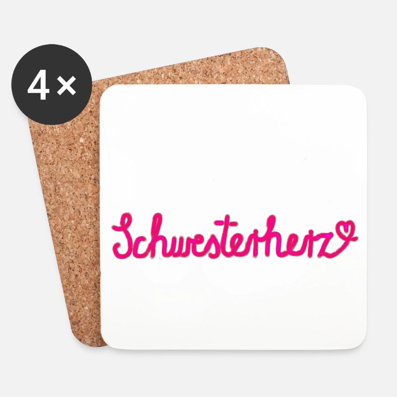 Schwesterherz - Geschenk mit Herz - Untersetzer (4er-Set) - Weiß