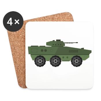 Char militaire - Dessous de verre (lot de 4) - blanc - Devant