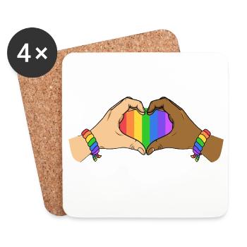 Stolz Herz Hände Einheit Regenbogen Liebe Unterstützt Kunst - Untersetzer (4er-Set) - Weiß - Vorne