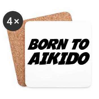 Geboren für Aikido - Untersetzer (4er-Set) - Weiß - Vorne
