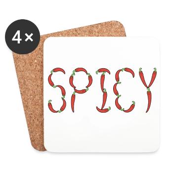 Chili épicé - Dessous de verre (lot de 4) - blanc - Devant