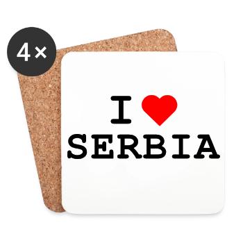 Ich liebe Serbien - I love Serbia - Untersetzer (4er-Set) - Weiß - Vorne