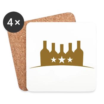 Goldflaschen – Alkohol - Untersetzer (4er-Set) - Weiß - Vorne