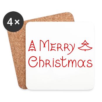 Merry Christmas handwritten lettering phrase . - Untersetzer (4er-Set) - Weiß - Vorne