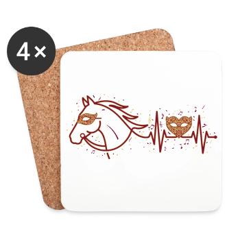 Carnaval, Cavalier de Carnaval, battement de cœur de cheval - Dessous de verre (lot de 4) - blanc - Devant