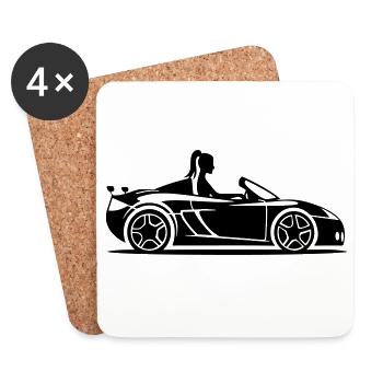 Convertible Car Car Woman - Coasters (set of 4) - white - Front