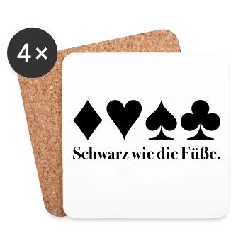 Schwarz wie die Füße – Skat Humor Shirt - Untersetzer (4er-Set) - Weiß - Vorne