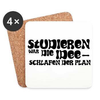 Studying was the idea – sleeping was the plan - Coasters (set of 4) - white - Front