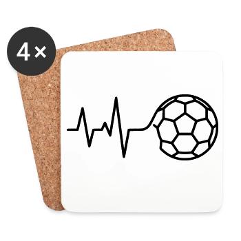 Soccer, battement de cœur, ECG, pouls, amour - Dessous de verre (lot de 4) - blanc - Devant
