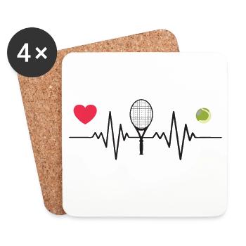 Tennis is My Heartbeat - Coasters (set of 4) - white - Front