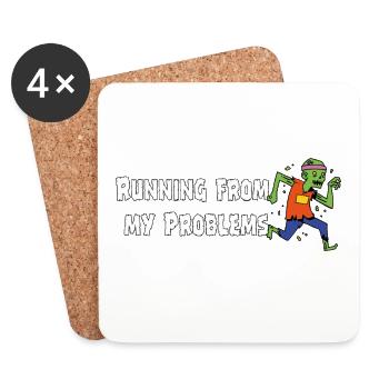 Running from my problems – Lustiger Zombie Spruch - Untersetzer (4er-Set) - Weiß - Vorne