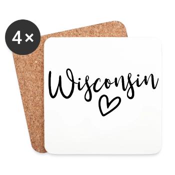 Wisconsin Heart Women's Love Wisconsin - Untersetzer (4er-Set) - Weiß - Vorne