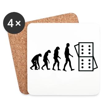 Évolution Domino : De l'Homme au Joueur - Dessous de verre (lot de 4) - blanc - Devant