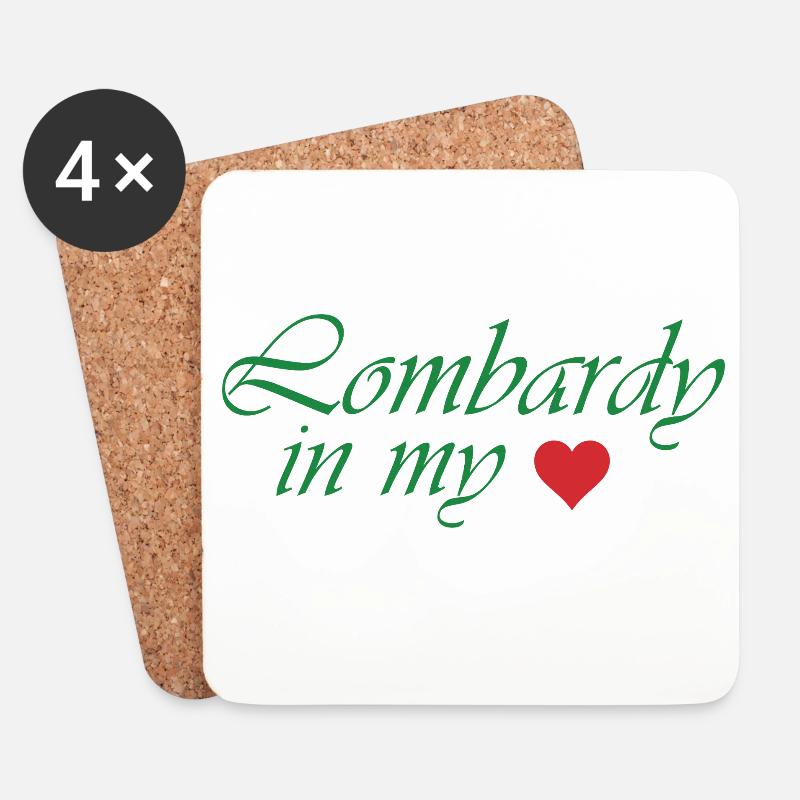 Lombardy Heart Script Design - Coasters (set of 4) - white