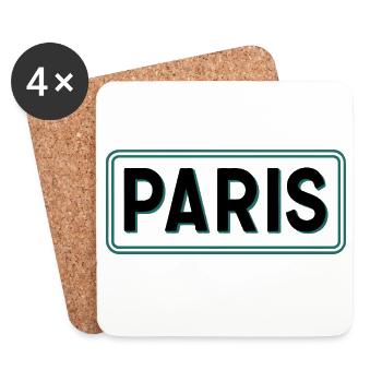 Pariser Vintage-Straßenschild - Untersetzer (4er-Set) - Weiß - Vorne