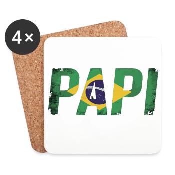 Papi Brasilien Flagge Vintage Papa - Untersetzer (4er-Set) - Weiß - Vorne
