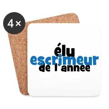 Design élu escrimeur de l'année bleu et noir - Dessous de verre (lot de 4) - blanc - Devant