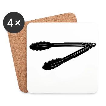 Silhouette des pinces barbecue - Dessous de verre (lot de 4) - blanc - Devant