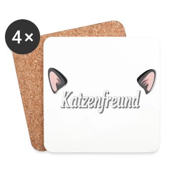 katzenfreund, süße sprüche - Untersetzer (4er-Set) - Weiß - Vorne