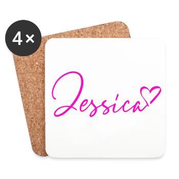 Jessica Signatur Neon Pink - Untersetzer (4er-Set) - Weiß - Vorne