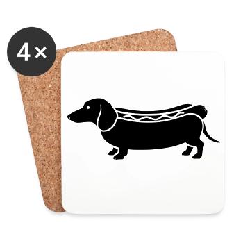 Silhouette saucisse de hot-dog teckel - Dessous de verre (lot de 4) - blanc - Devant