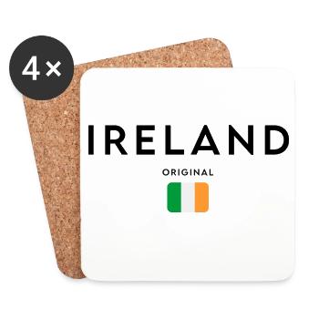 Drapeau de l’Irlande, design minimaliste élégant - Dessous de verre (lot de 4) - blanc - Devant