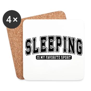 Sleeping: My favorite sport - Coasters (set of 4) - white - Front