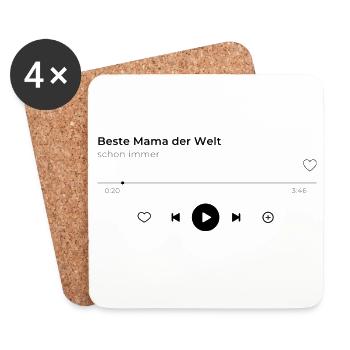 Mama Geschenk Personalisiert Foto Muttertag - Untersetzer (4er-Set) - Weiß - Vorne