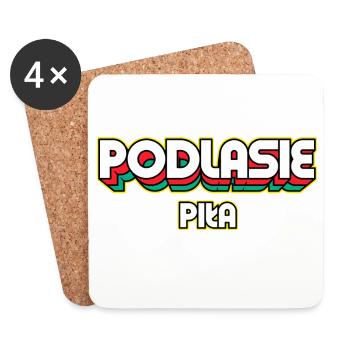 Podlasie Piła. Retro District Name - Coasters (set of 4) - white - Front